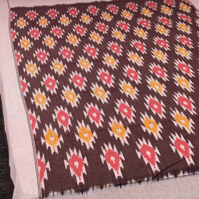 Brown - Cotton Pochampally Ikat Bedsheet 35