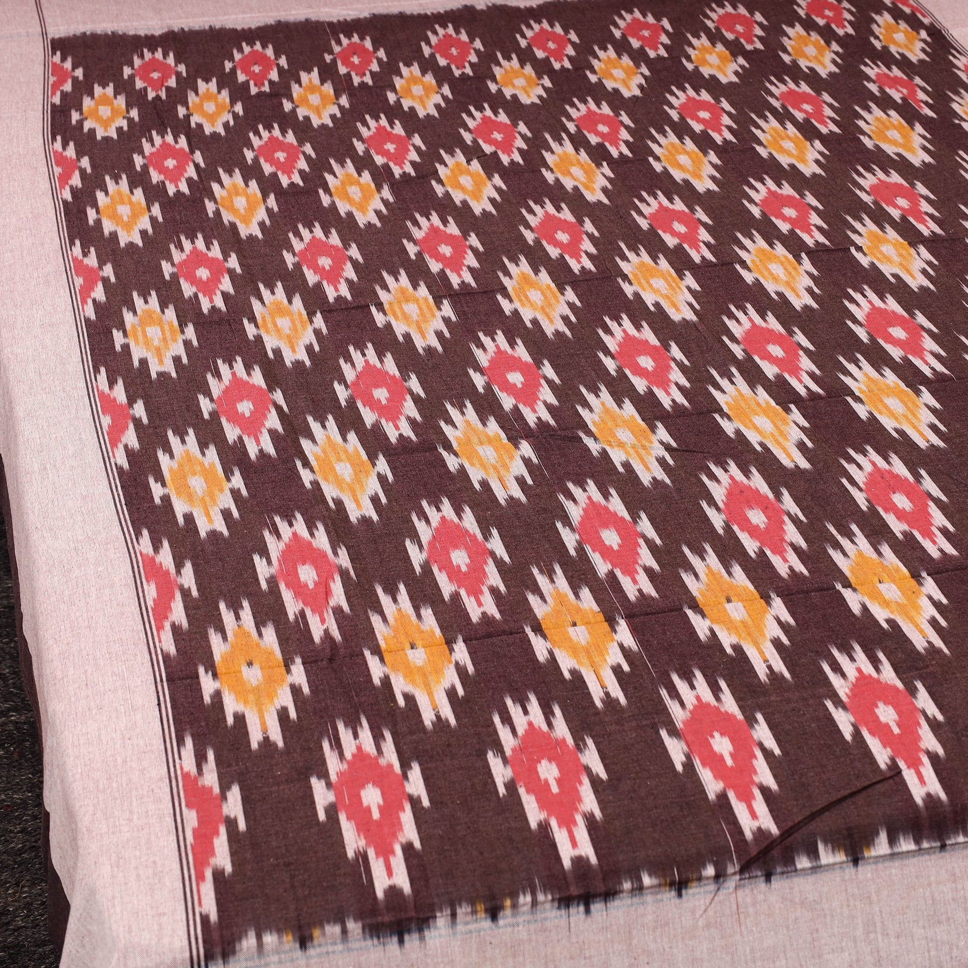 Brown - Cotton Pochampally Ikat Bedsheet 35