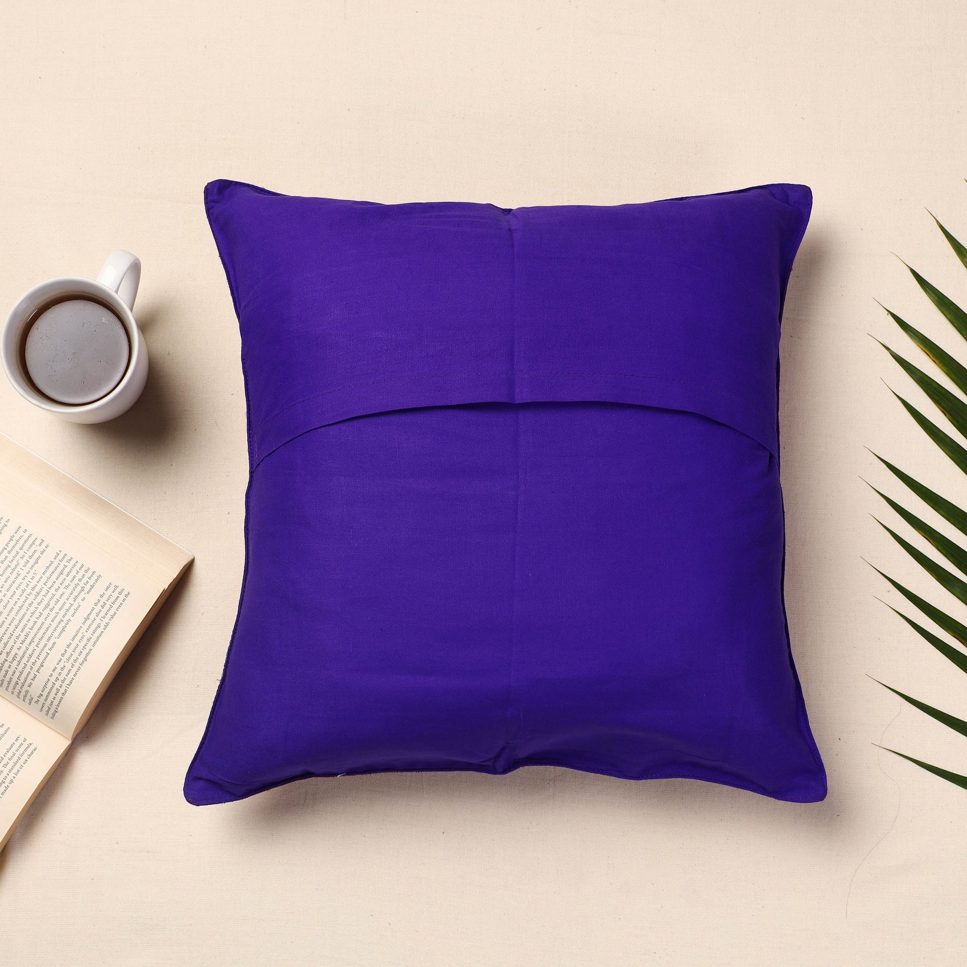 Blue - Banarasi Handwoven Silk Zari Cushion Cover (16 x 16 in)