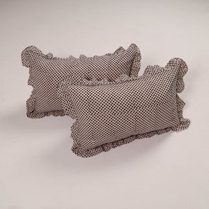 Beige - Set of 2 Handcrafted Cotton Frill Pillow Covers 19
