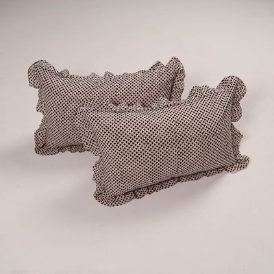 Beige - Set of 2 Handcrafted Cotton Frill Pillow Covers 19