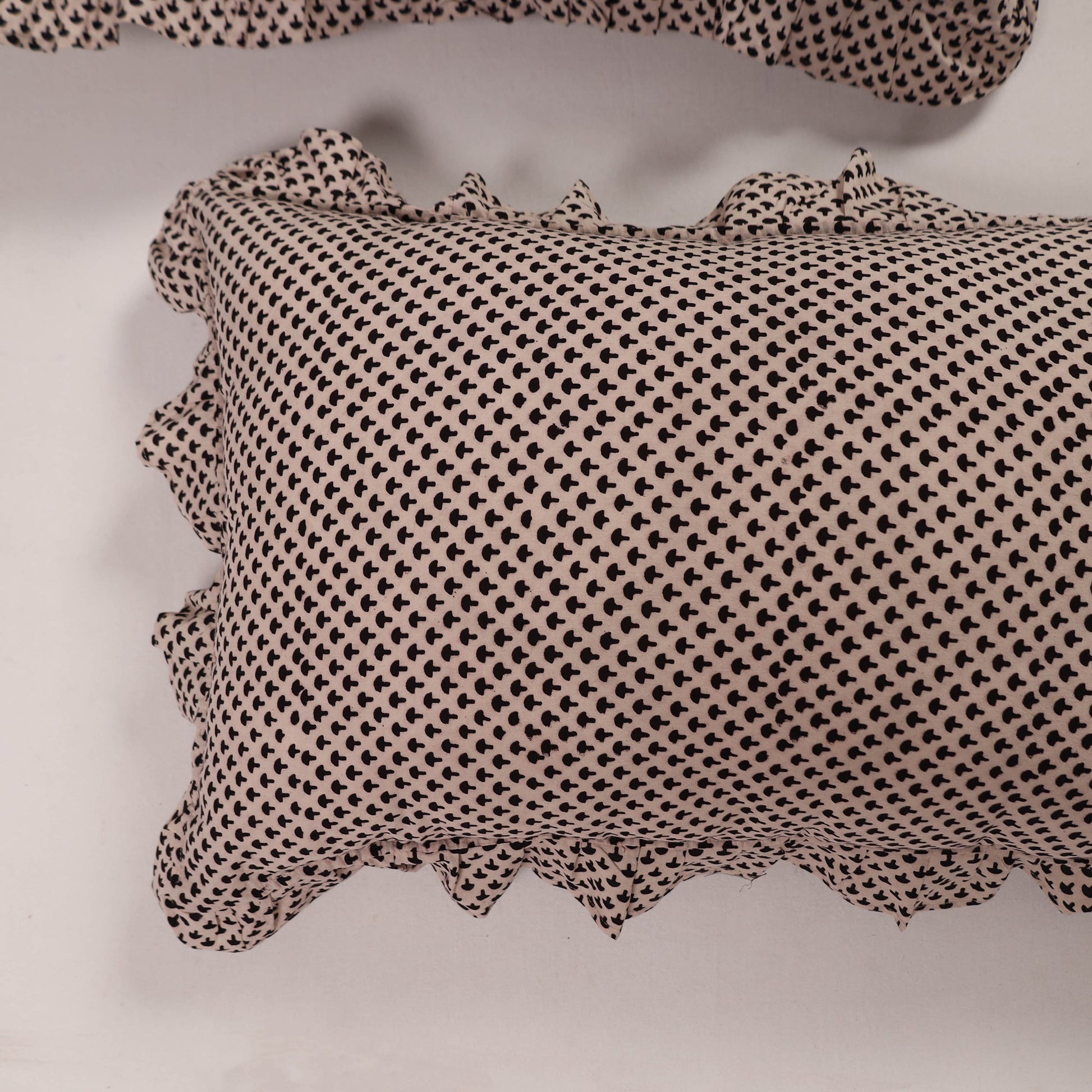 Beige - Set of 2 Handcrafted Cotton Frill Pillow Covers 19