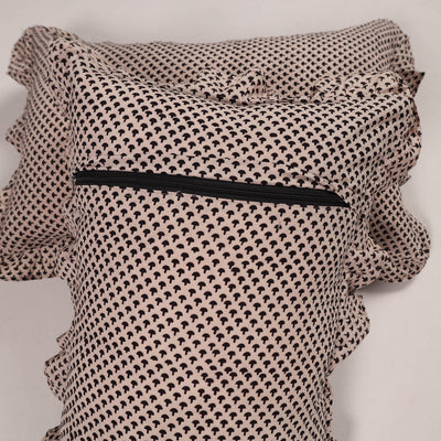 Beige - Set of 2 Handcrafted Cotton Frill Pillow Covers 19