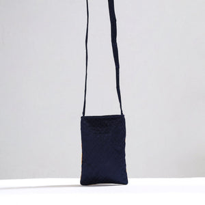 Black - Kutch Pakko Hand Embroidery Mirror Work Mashru Silk Sling Bag 86
