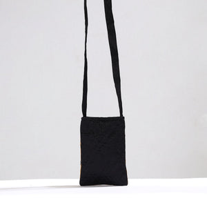 Black - Kutch Pakko Hand Embroidery Mirror Work Mashru Silk Sling Bag 87