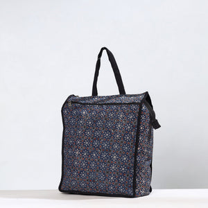 Black - Handmade Ajrakh Block Printed Cotton Shopping Bag 01