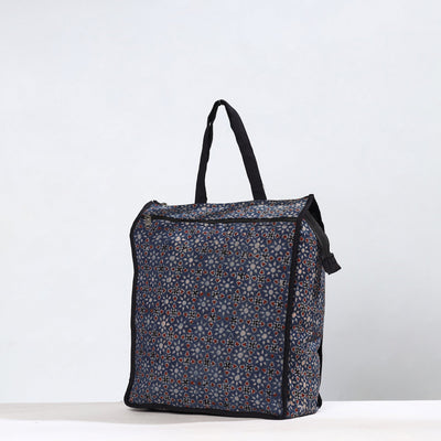Black - Handmade Ajrakh Block Printed Cotton Shopping Bag 01