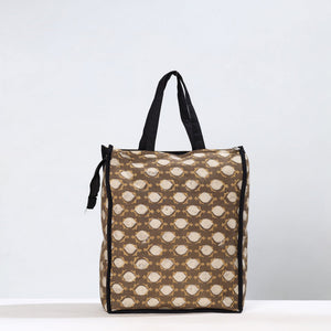 Brown - Handmade Akola Block Printed Cotton Shopping Bag 04