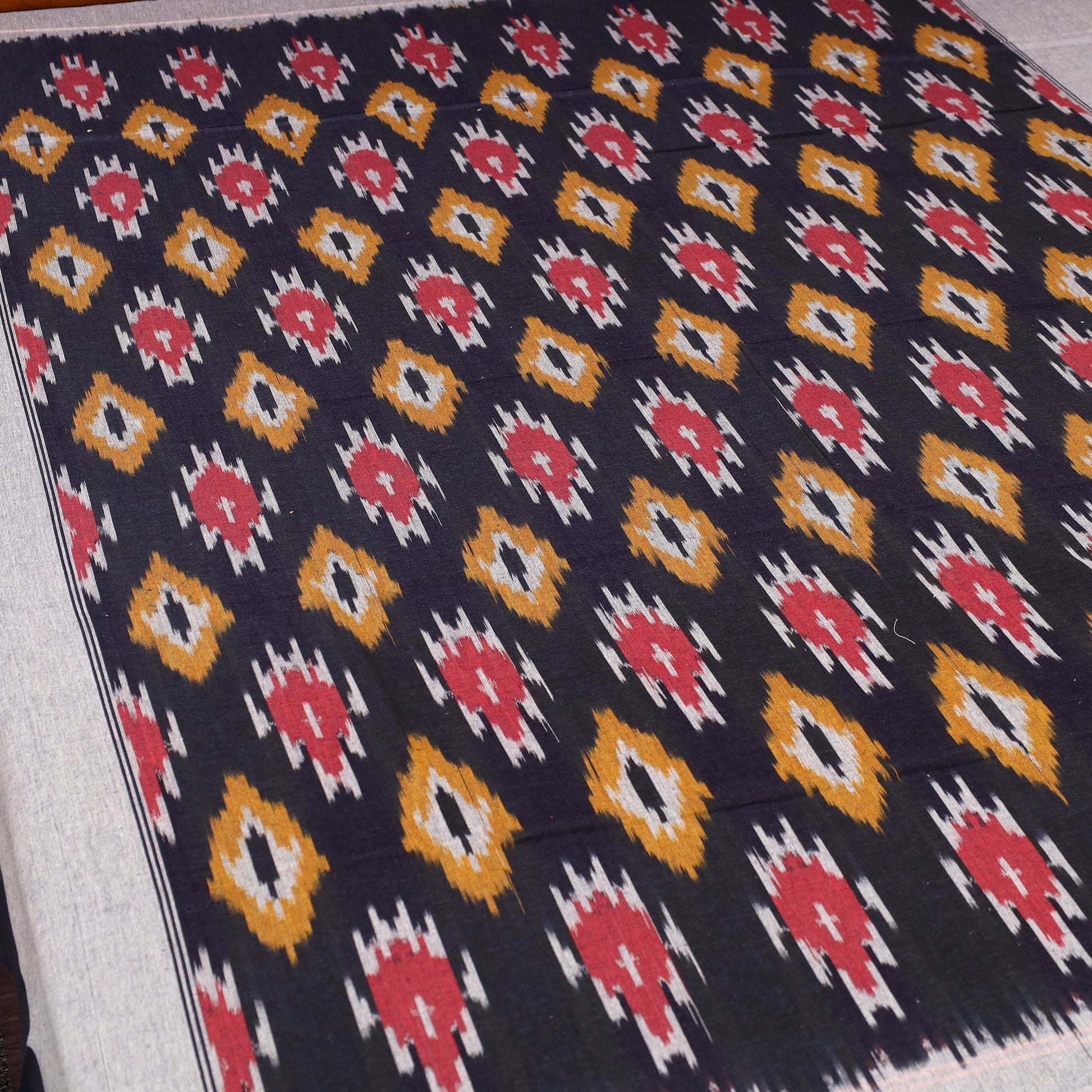 Black - Cotton Pochampally Ikat Bedsheet 56