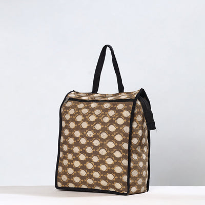 Brown - Handmade Akola Block Printed Cotton Shopping Bag 04