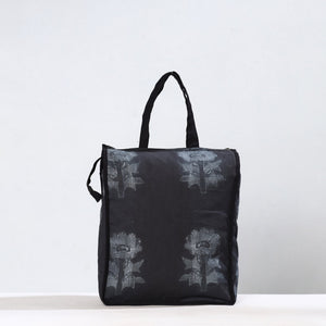Black - Handmade Nui Shibori Tie-Dye Cotton Shopping Bag 09
