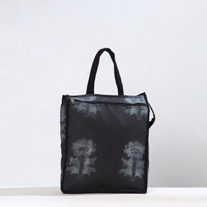 Black - Handmade Nui Shibori Tie-Dye Cotton Shopping Bag 09