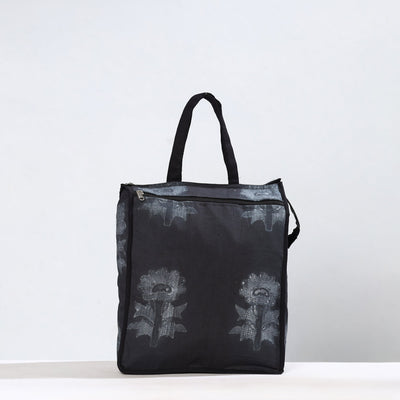 Black - Handmade Nui Shibori Tie-Dye Cotton Shopping Bag 09