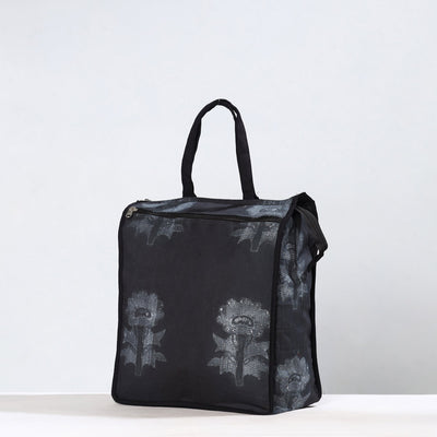Black - Handmade Nui Shibori Tie-Dye Cotton Shopping Bag 09