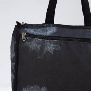 Black - Handmade Nui Shibori Tie-Dye Cotton Shopping Bag 09