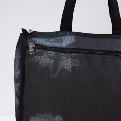 Black - Handmade Nui Shibori Tie-Dye Cotton Shopping Bag 09