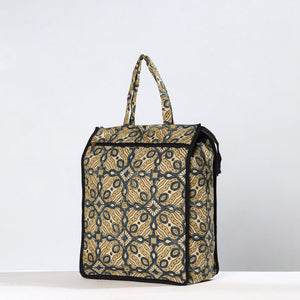 Beige - Handmade Ajrakh Block Printed Cotton Shopping Bag 18