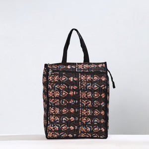 Black - Handmade Bagru Block Printed Cotton Shopping Bag 21