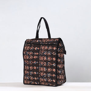 Black - Handmade Bagru Block Printed Cotton Shopping Bag 21