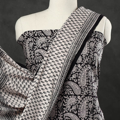 Black - 3pc Bagh Print Cotton Dress Material Set 04