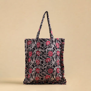 Black - Handcrafted Cotton Frill Jhola Bag 06