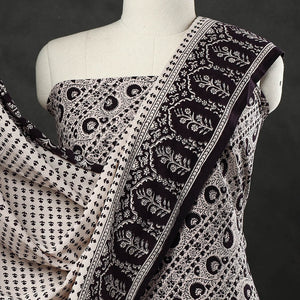 Black - 3pc Bagh Print Cotton Dress Material Set 23