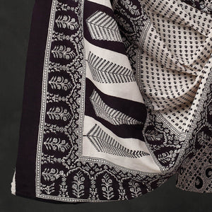 Black - 3pc Bagh Print Cotton Dress Material Set 23