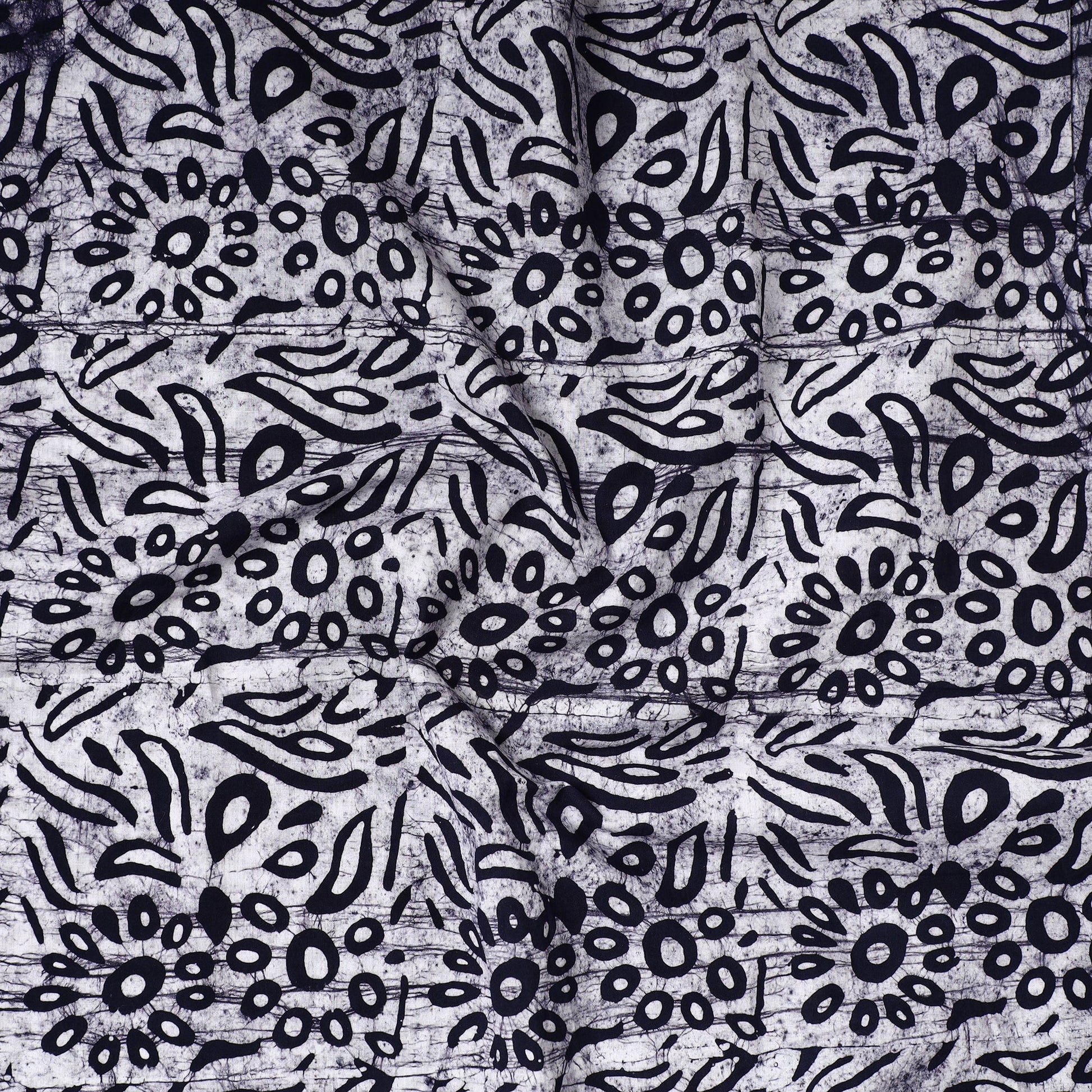 Black - Hand Batik Printed Cotton Precut Fabric (1 meter) 15