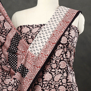 Black - 3pc Bagh Print Cotton Dress Material Set 49