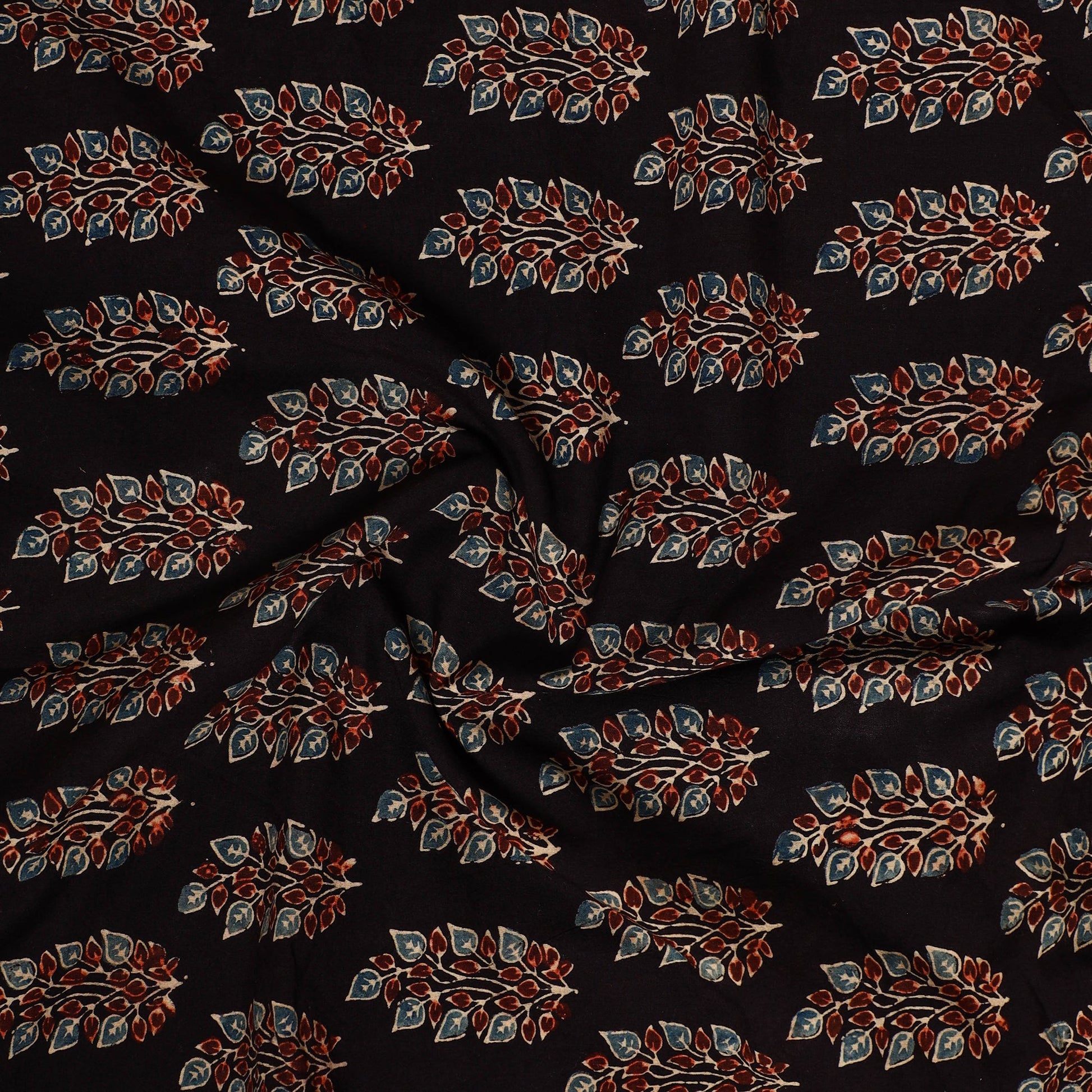 Black - Ajrakh Block Printed Cotton Precut Fabric 27