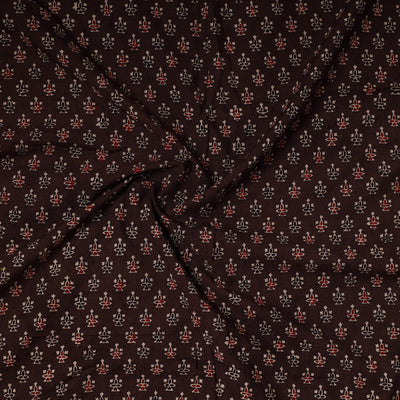 Brown - Ajrakh Block Printed Cotton Precut Fabric (1.5 meter) 28
