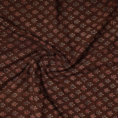 Brown - Ajrakh Block Printed Cotton Precut Fabric (1.5 meter) 29