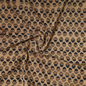 Beige - Ajrakh Block Printed Cotton Precut Fabric (0.8 meter) 35