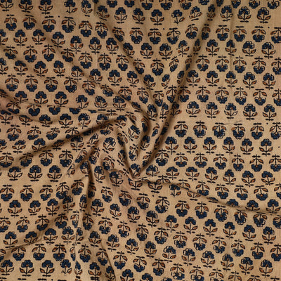 Beige - Ajrakh Block Printed Cotton Precut Fabric (0.8 meter) 35
