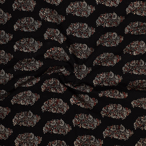 Black - Ajrakh Block Printed Cotton Precut Fabric (1.4 meter) 45