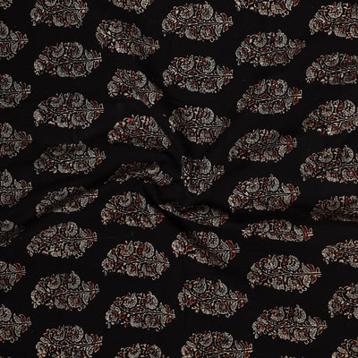 Black - Ajrakh Block Printed Cotton Precut Fabric (1.4 meter) 45