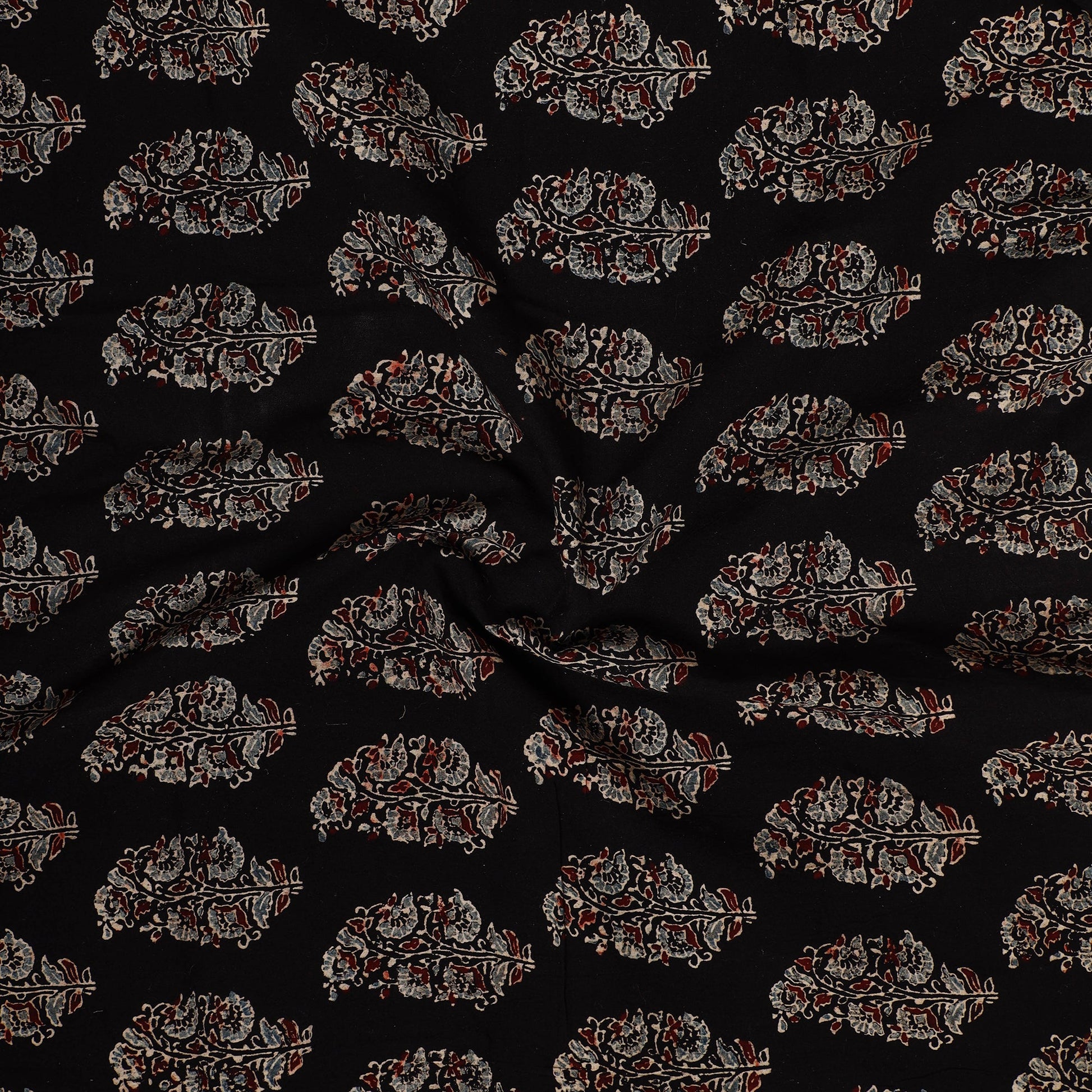 Black - Ajrakh Block Printed Cotton Precut Fabric (1.4 meter) 45