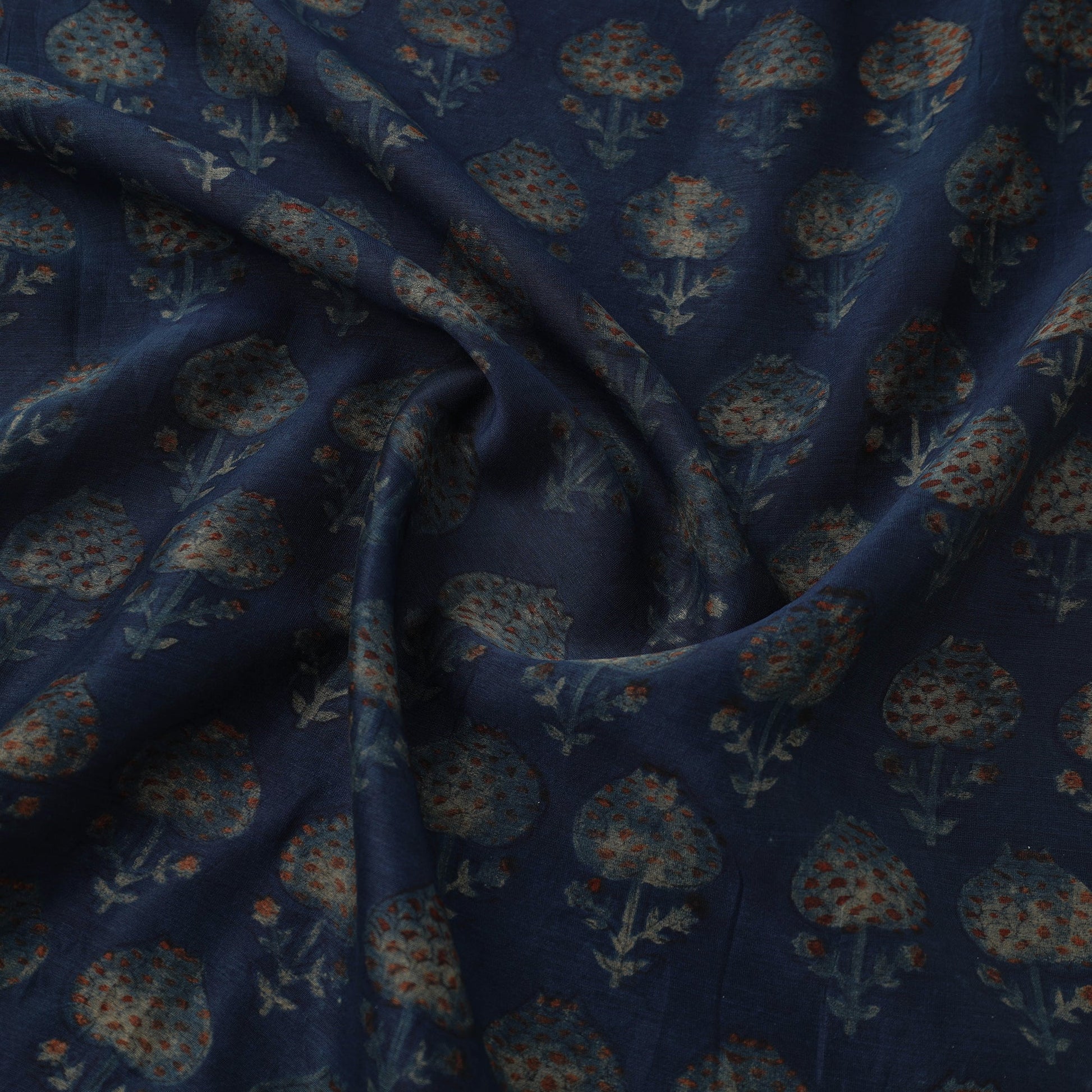 Natural Dyed Chanderi Silk Akola Print Fabric 01