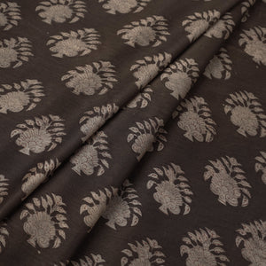 Brown - Natural Dyed Chanderi Silk Akola Print Fabric 15