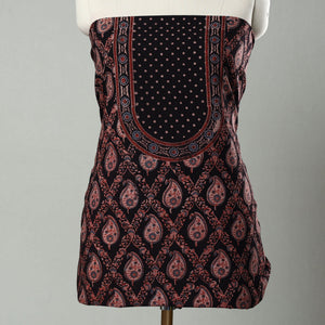 Black - Hand Block Print Cotton 3pc Ajrakh Dress Material 09