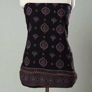 Black - Hand Block Print Cotton 3pc Ajrakh Dress Material 14