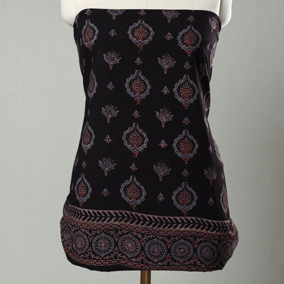 Black - Hand Block Print Cotton 3pc Ajrakh Dress Material 14