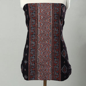 Black - Hand Block Print Cotton 3pc Ajrakh Dress Material 19