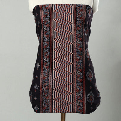 Black - Hand Block Print Cotton 3pc Ajrakh Dress Material 19
