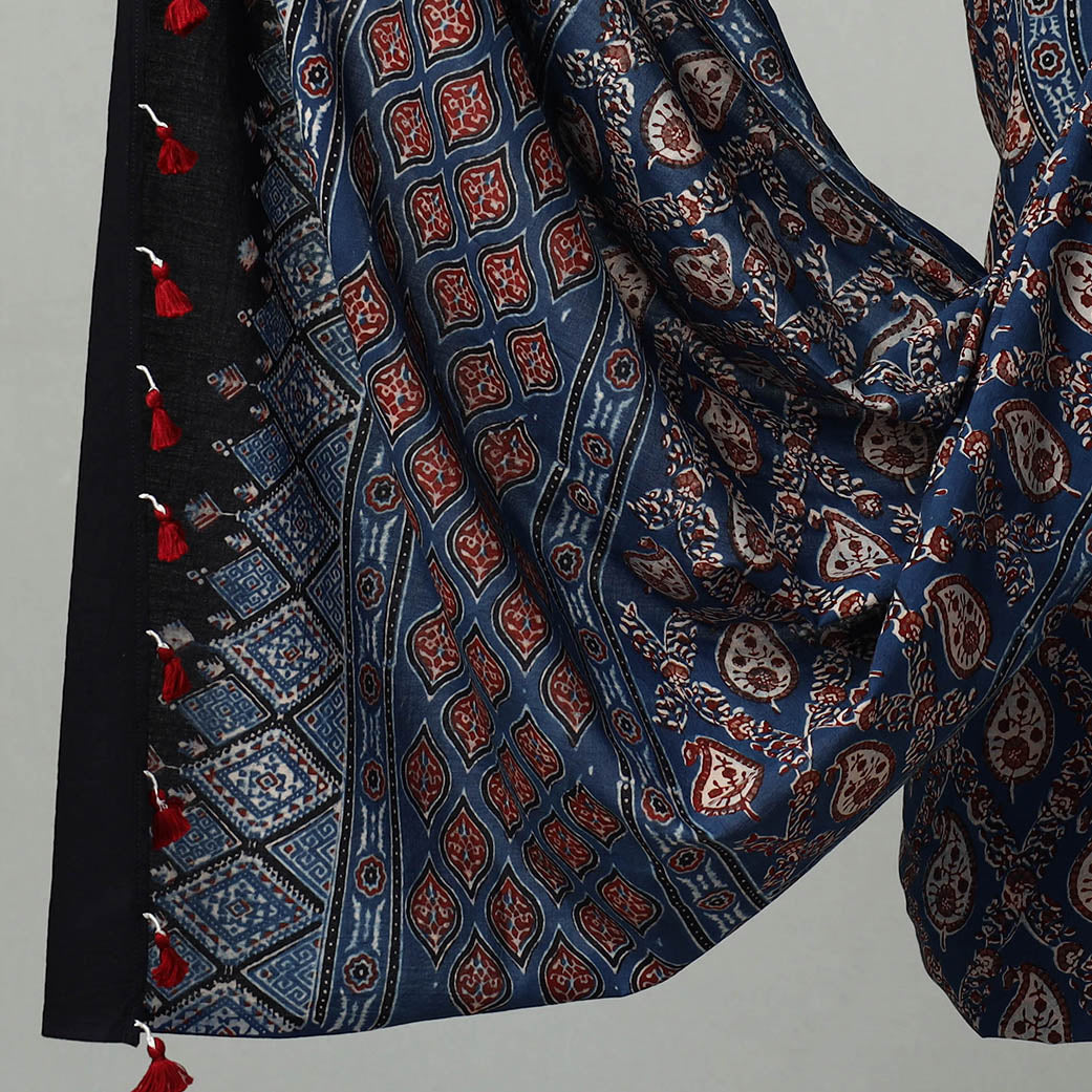 Blue - Hand Block Print Cotton 3pc Ajrakh Dress Material 21