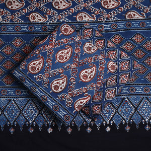 Blue - Hand Block Print Cotton 3pc Ajrakh Dress Material 21