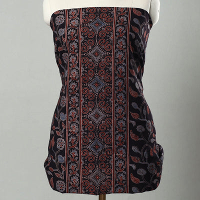 Black - Hand Block Print Cotton 3pc Ajrakh Dress Material 24