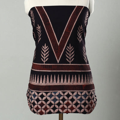 Black - Hand Block Print Cotton 3pc Ajrakh Dress Material 28