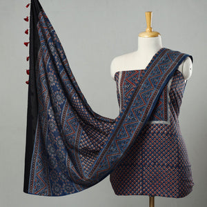 Blue - Hand Block Print Cotton 3pc Ajrakh Dress Material 30
