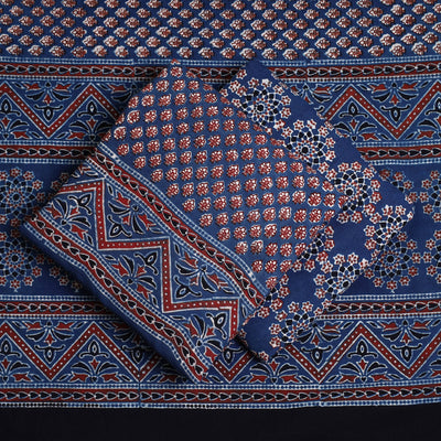 Blue - Hand Block Print Cotton 3pc Ajrakh Dress Material 30